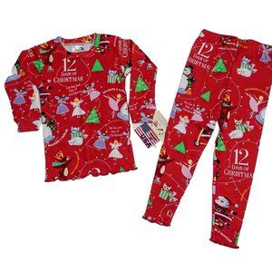 Books to Bed NWT 12 Days of Christmas Pajama Set Girls Red NEW